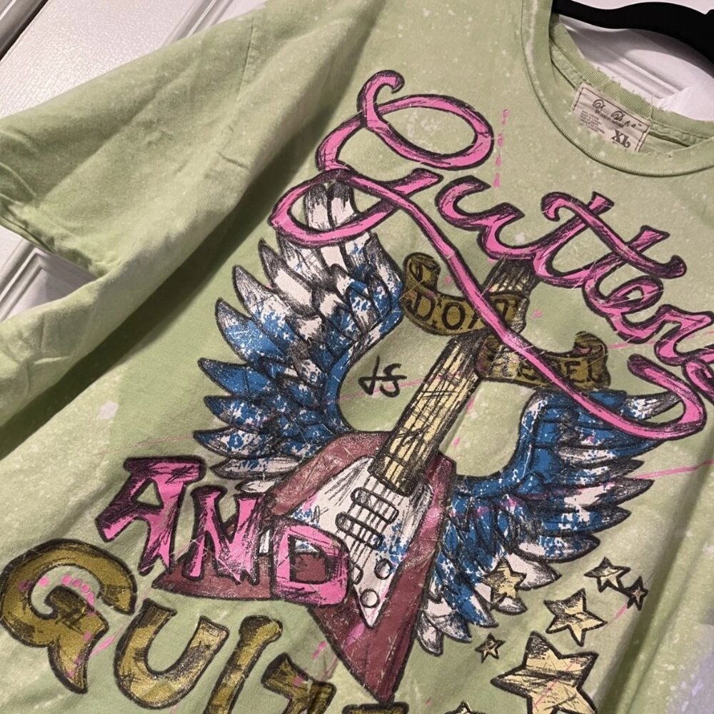 Vintage Dom Rebel Graphic Shirt 'Gutters and Guitars' Size XL
